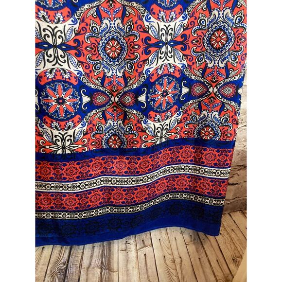 DN Design Midi Dress Womens 16 Pink & Cobalt Medallion Print Sheath Plus Lined - Picture 7 of 14